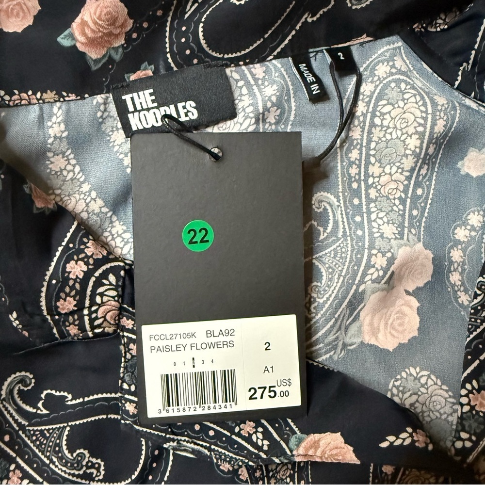 🌸The Kooples | Paisley Floral Button Down Blouse | Black Pink | Size 2 (M) - Picture 7 of 11